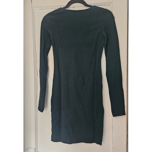 H&M Green Bodycon Dress Cotton Blend XS - Picture 3 of 5